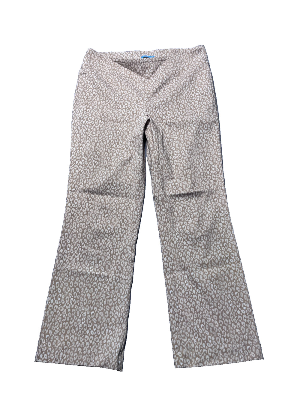 J.McLaughlin Pants Womens 8 Tan cream Leopard Print Stretch Straight Leg Pull On